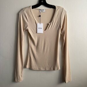 LNA Emory Notch Long Sleeve - Bone XS